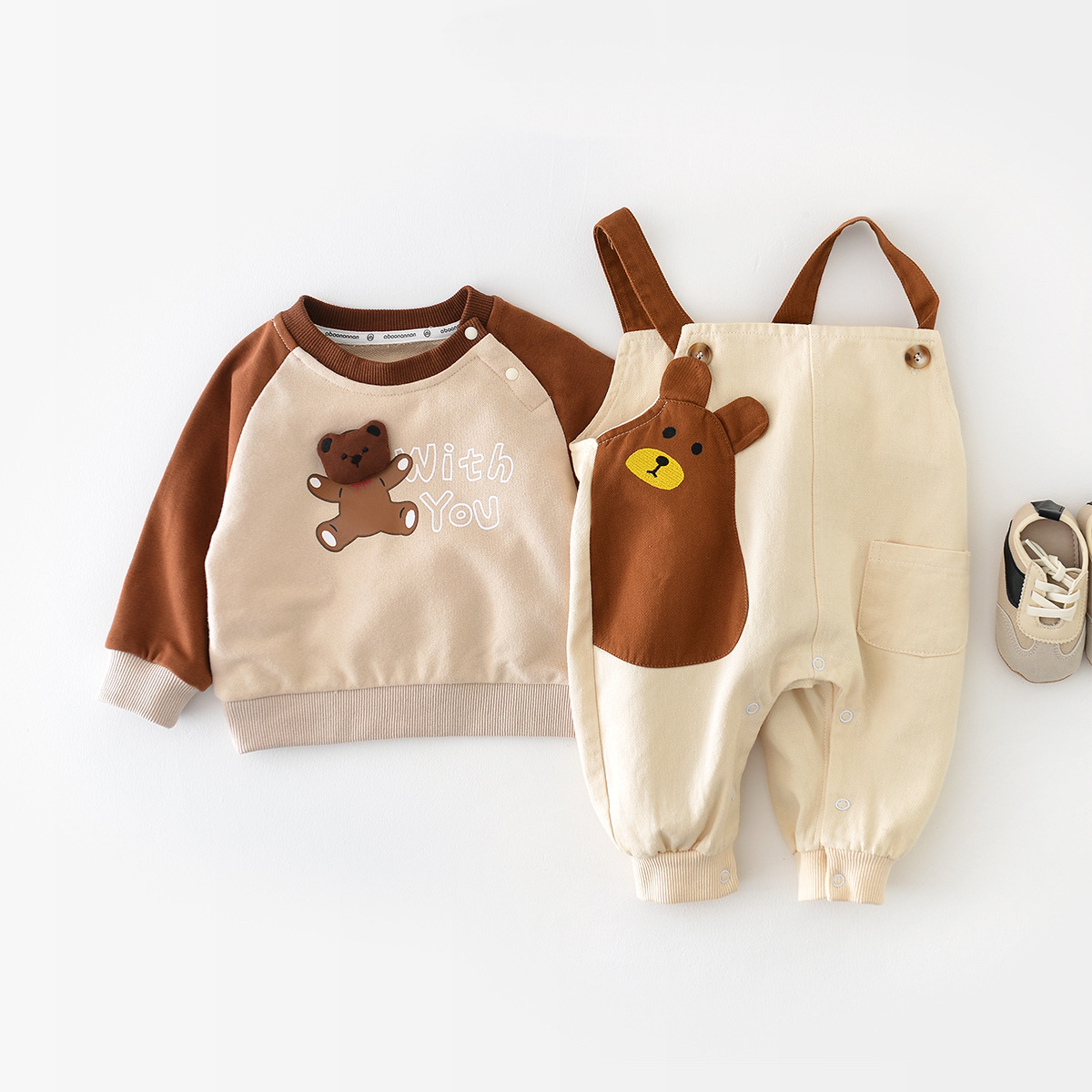 Baby Boy/Girl Cartoon Bear Pattern Overalls-kissminis