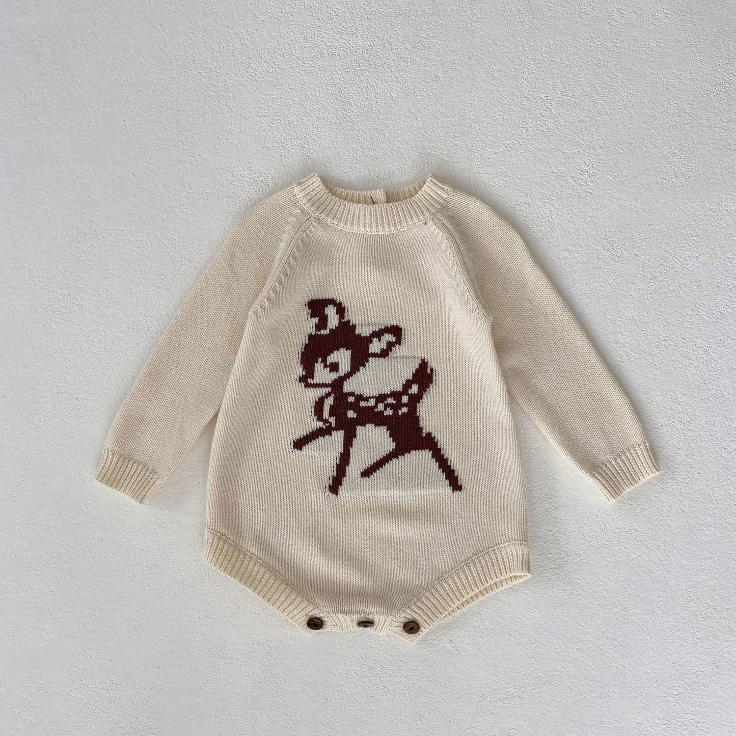 Newborn Baby Boy/Girl Cute Deer Pattern Long Sleeve Bodysuit and Hat-kissminis