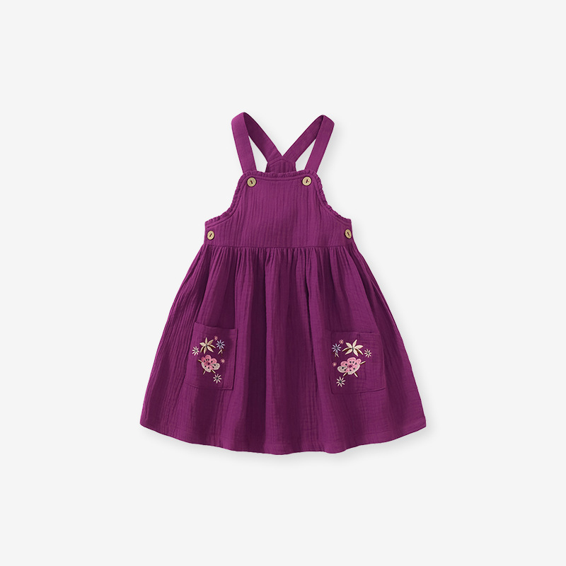 Baby Girl Toddler Flower Embroidery Pattern Overall Dress and Shirt Set-kissminis