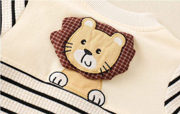 Baby Boy Cute 3D Lion Embroider Long Sleeve Romper-kissminis