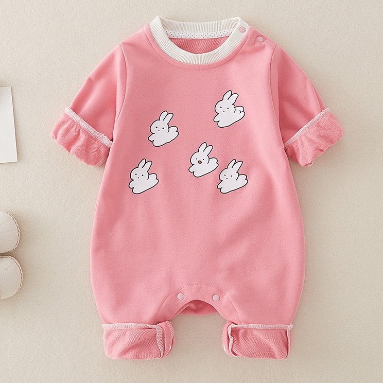Baby Boy/Girl Smile Rabbit Print Romper-kissminis