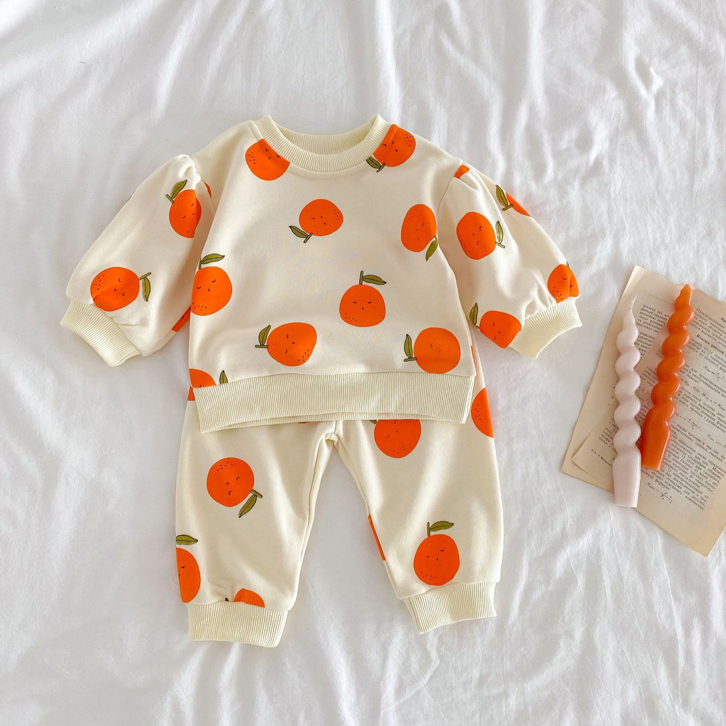 2pcs Baby Boy/Girl Fruit Graphic Long Sleeve Sweatshirt with Pants Set-kissminis