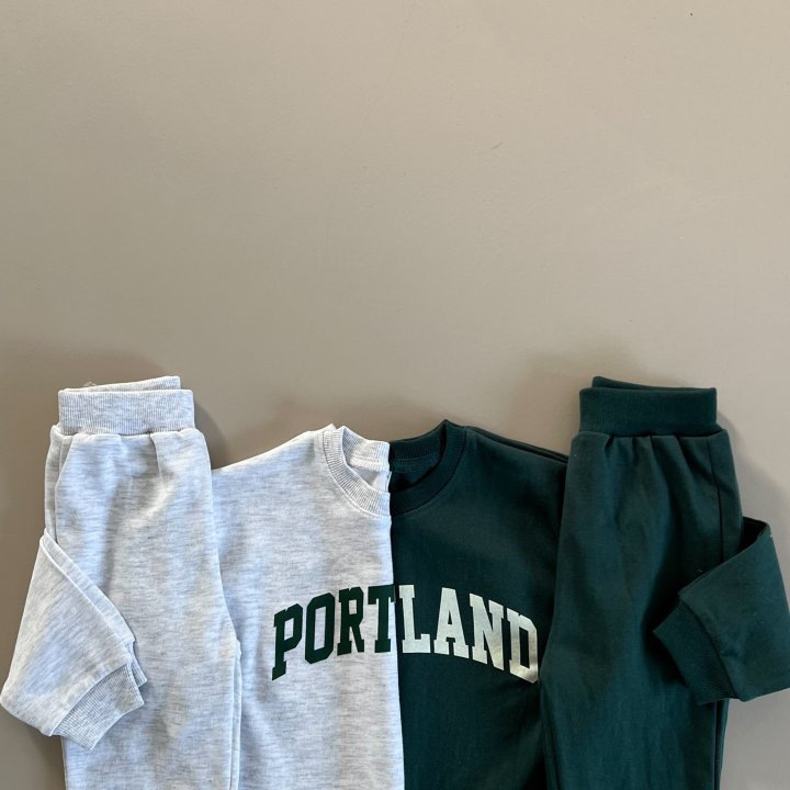 2pcs Toddler 'PORTLAND' Crew Neck Sweatshirt and Pants Set-kissminis