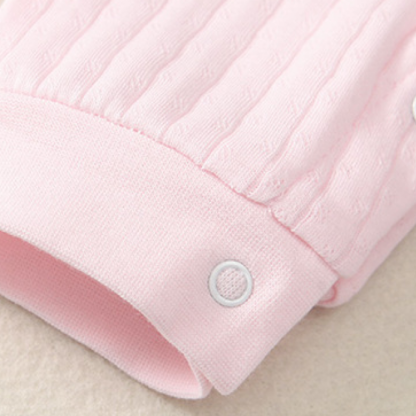 Newborn Baby Boy/Girl Ribbed Sailboat Patch Solid Color Botton Up Long Sleeve Romper