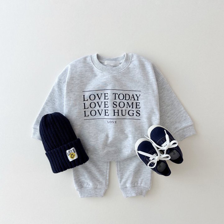 2pcs Baby Solid Color ‘LOVE’ Letter Sweatshirt and Pants Set-kissminis