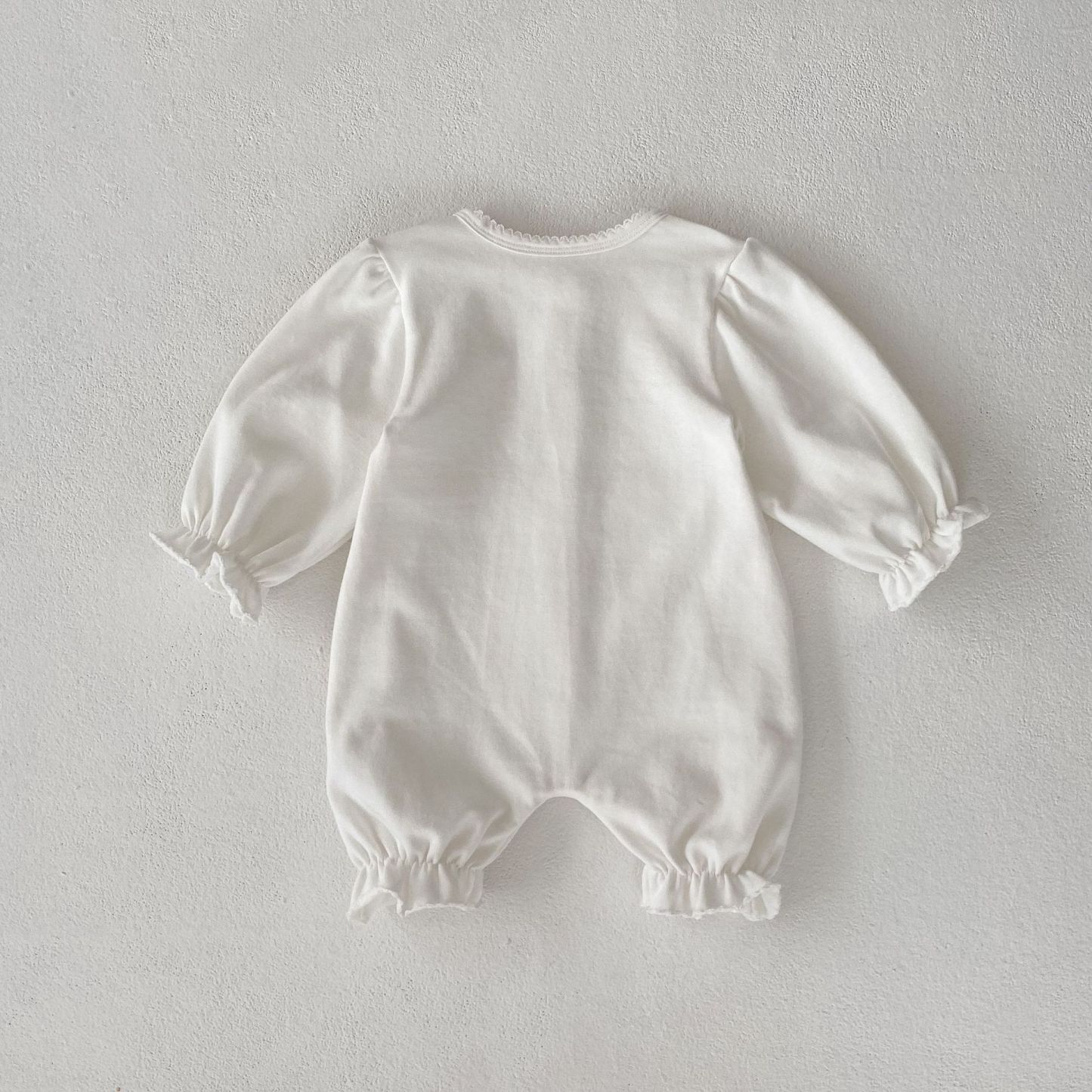 Baby Girl Puff Long Sleeves Crew Neck Romper-kissminis