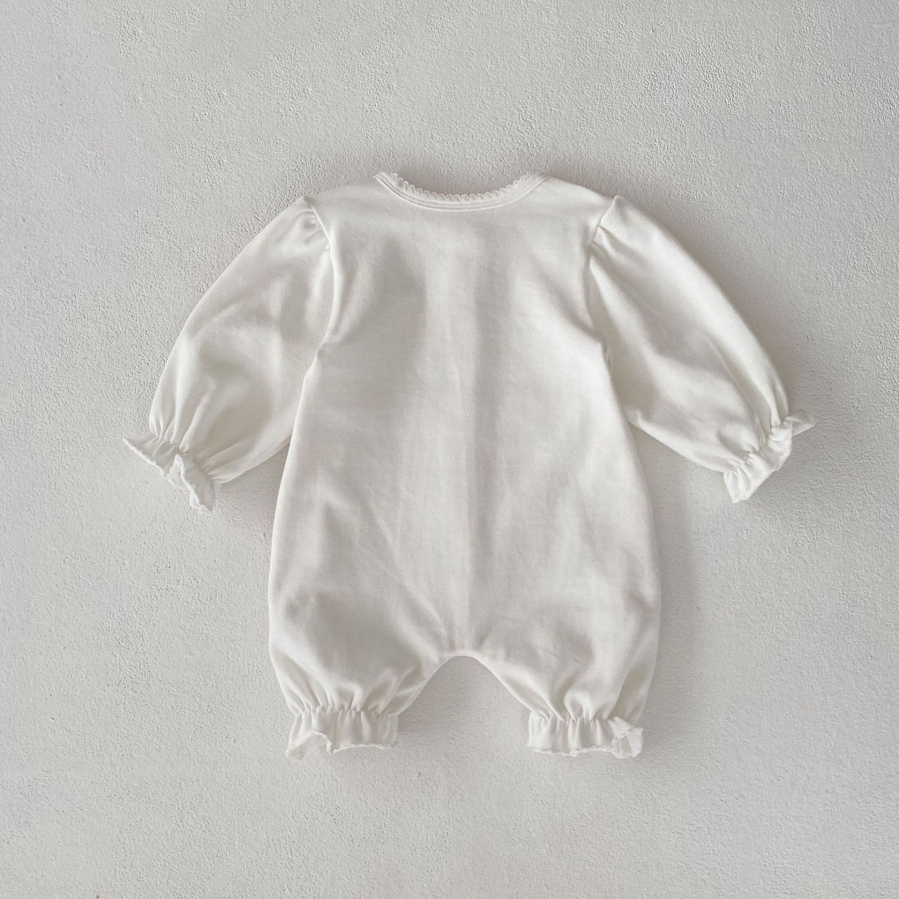 Baby Girl Puff Long Sleeves Crew Neck Romper-kissminis