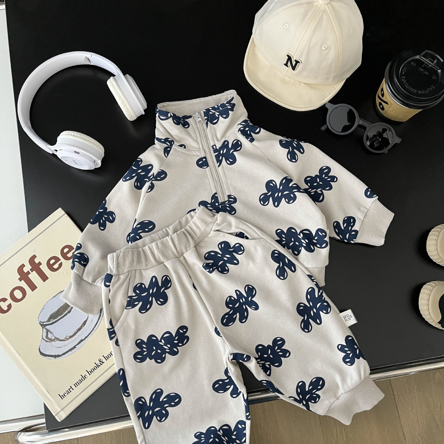 2pcs Baby/Toddler Boy Cloud Printed Jacket and Pant Set-kissminis