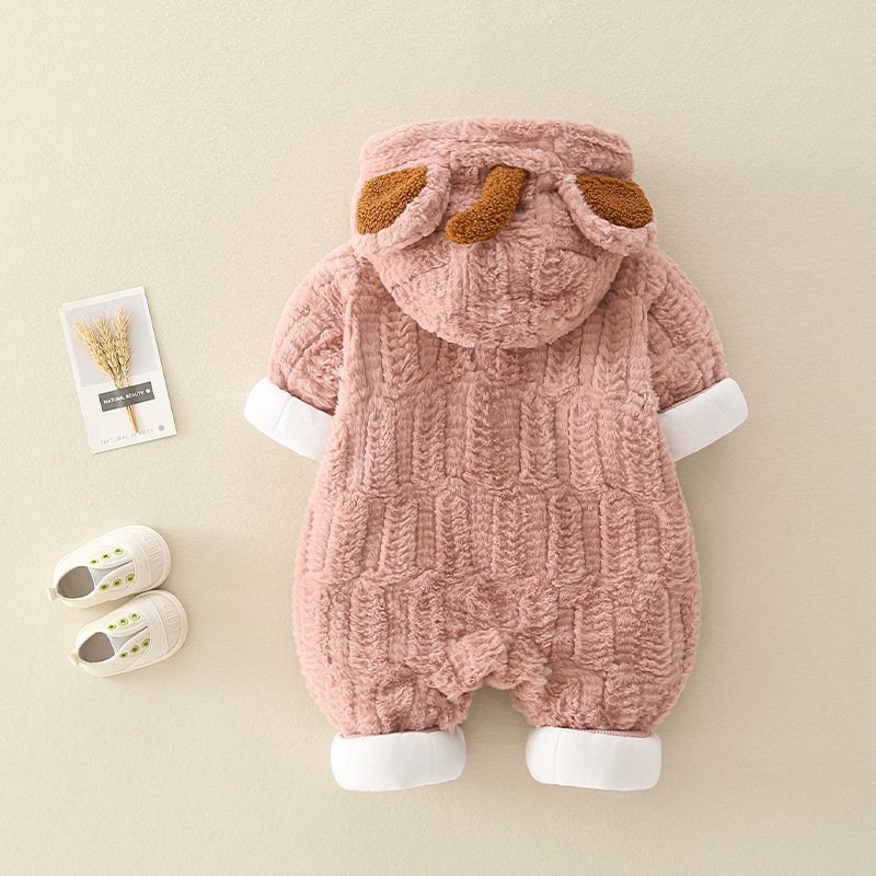 Baby Boy/Girl Plush Bear Quilted and Velvet Romper-kissminis