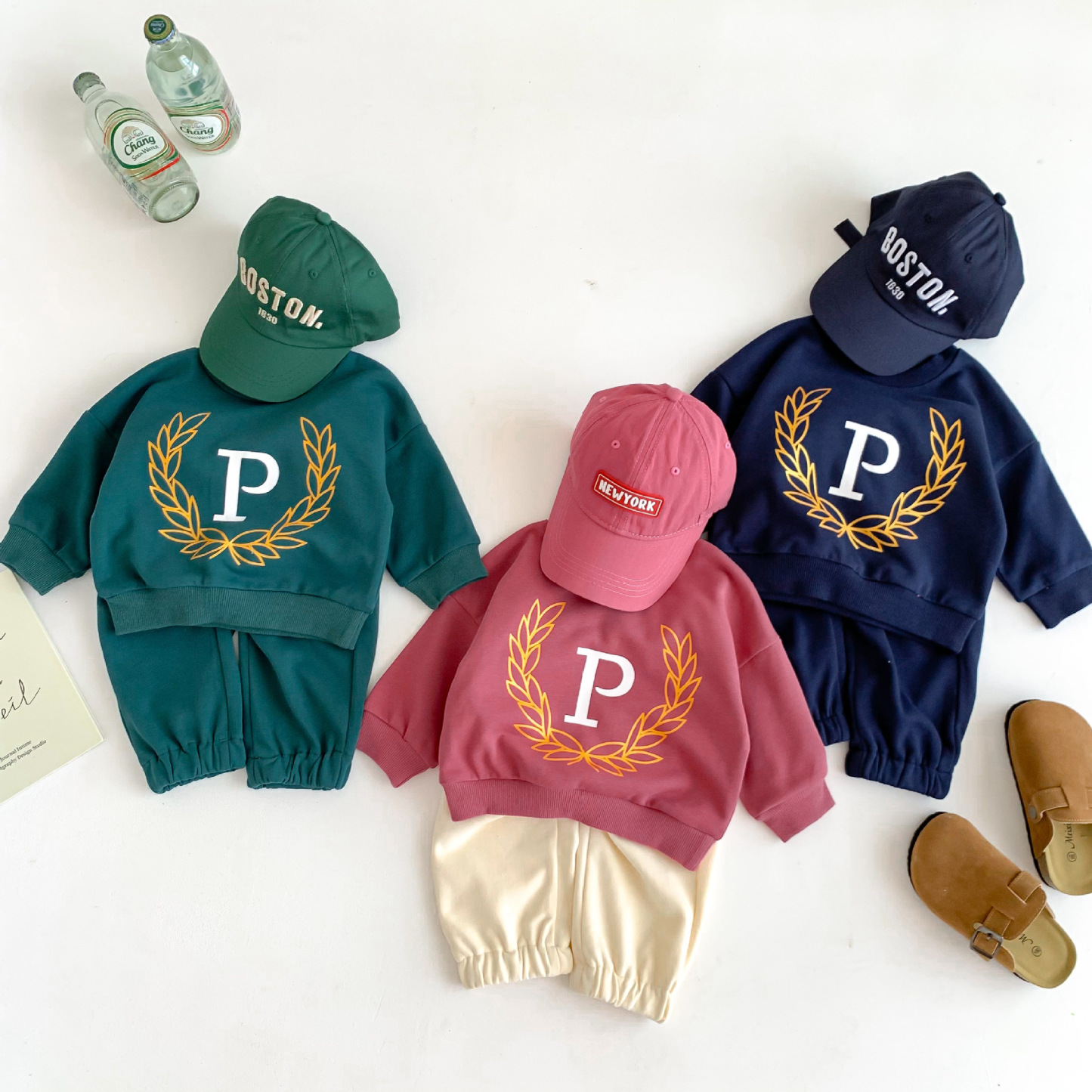 2pcs Baby Boy/Girl Letter Print Long Sleeve Sweatshirt with Pants Set-kissminis