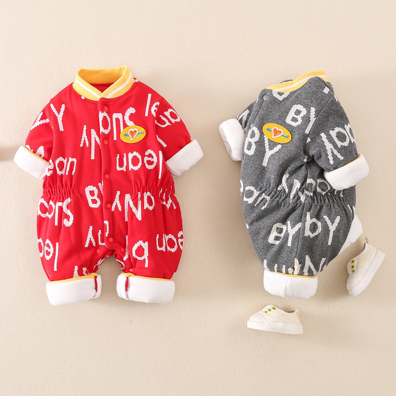 Baby Boy/Girl Letter Print Thin Cotton Long Sleeve Romper-kissminis