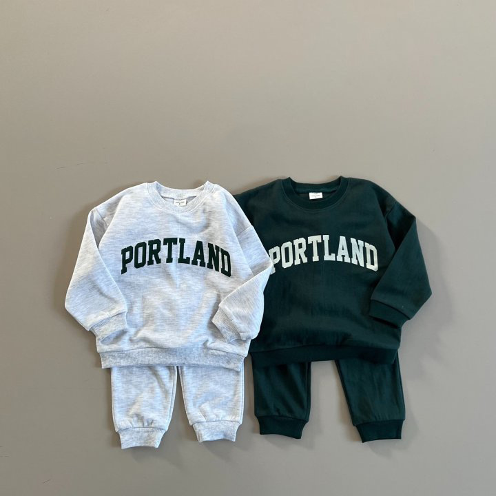 2pcs Toddler 'PORTLAND' Crew Neck Sweatshirt and Pants Set-kissminis