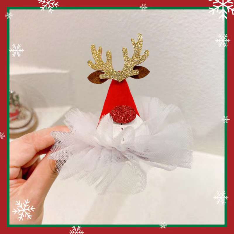 Baby Girl Cute Christmas Style Santa Hat Design Hair Clip-kissminis