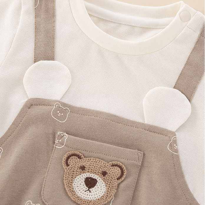 Baby Boy/Girl Bear Pattern Print Bodysuit-kissminis