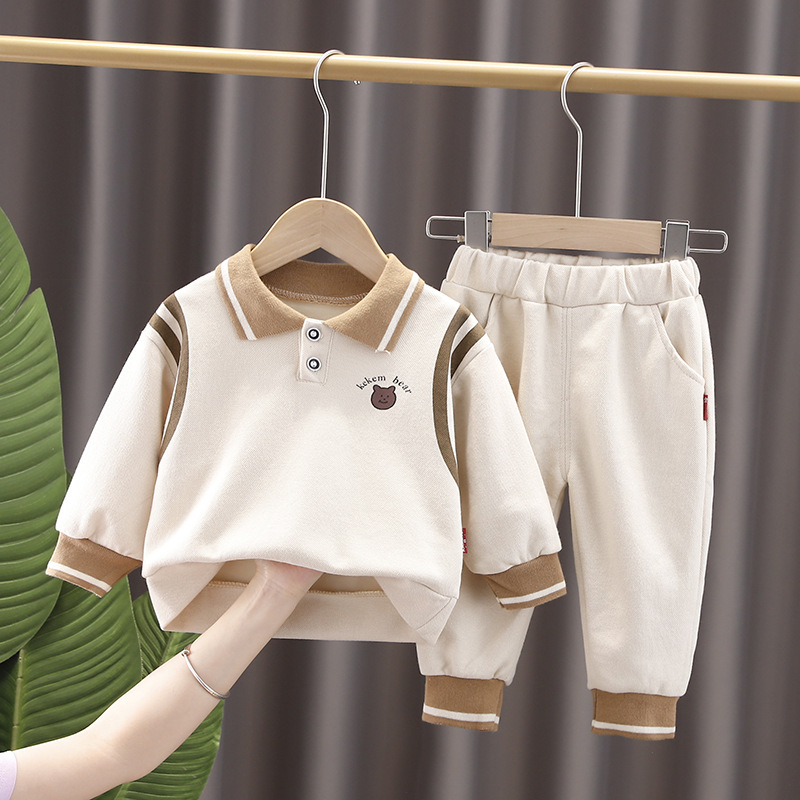 Toddler Boy/Girl Solid Color Bear Two-Piece Set-kissminis