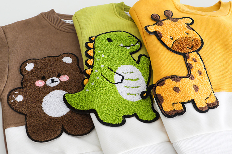 Toddler Boy/Girl Cute Dinosaur/Bear/Giraffe Pattern Solid Color Two-Piece Set-kissminis