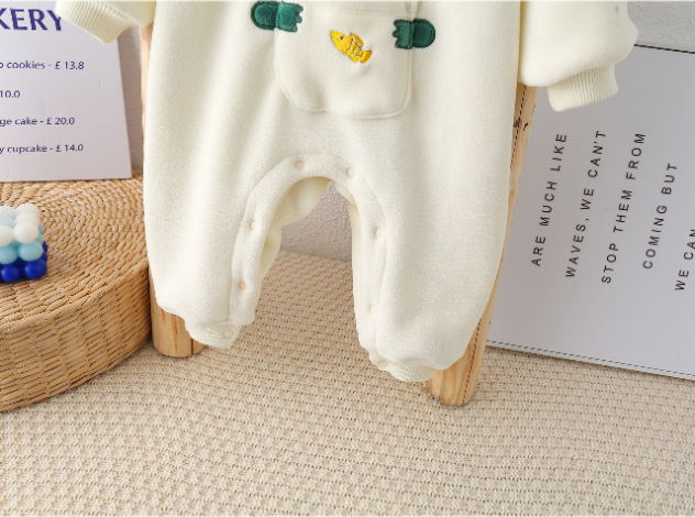 Baby Boy/Girl Cute Animals Pocket Design Single Breasted Long Sleeve Romper-kissminis