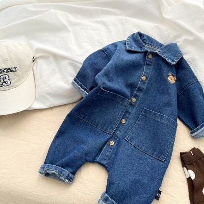Baby Long Sleeve Denim Romper