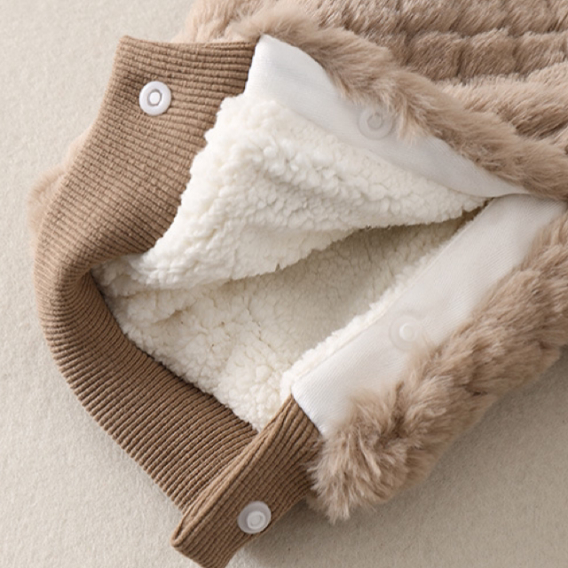 Baby Boy/Girl Winter Thicken Bear Design Number Long Sleeve Fluff Hooded Romper-kissminis
