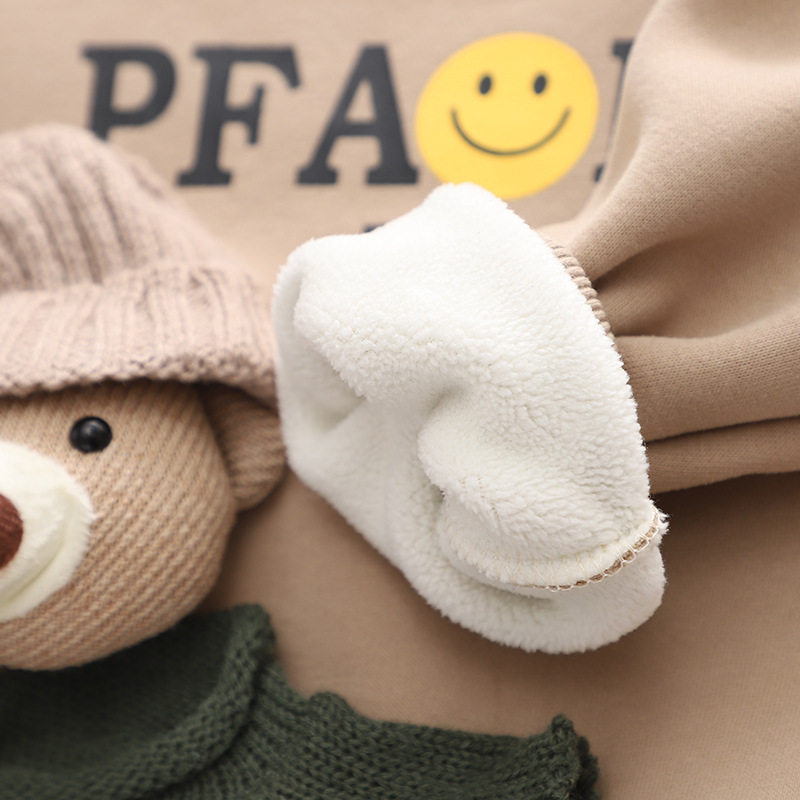 Toddler Boy Cute 3D Bear&Smiling Face Pattern Two-Piece Set-kissminis