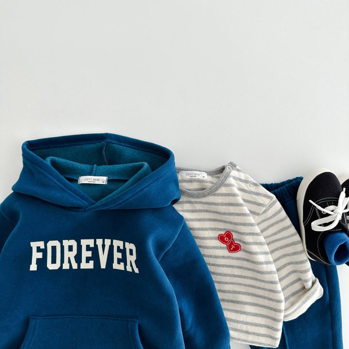 2pcs Toddler Boy/Girl Thicken Forever Print T-Shirt and Pants Set-kissminis