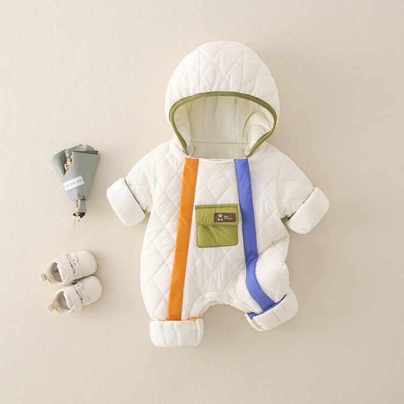 Baby Boy Winter Thicken Double Side Zipper Long Sleeve Hooded Romper-kissminis