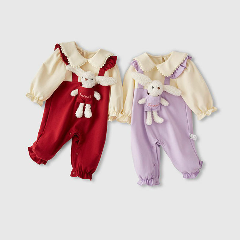  Baby Girl Princess Stylistic Bear Overalls Romper-kissminis