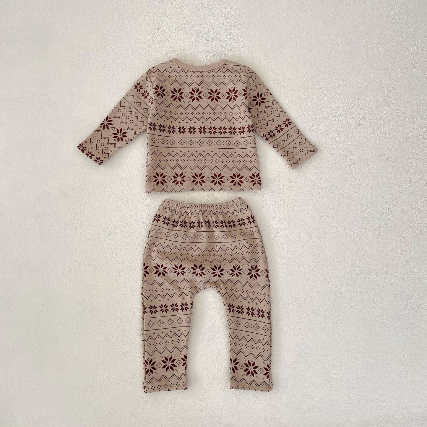 Baby Toddler Boy/Girl Christmas Style Allover Snowflakes Pattern Long Sleeve Sweatshirt and Pants Set-kissminis