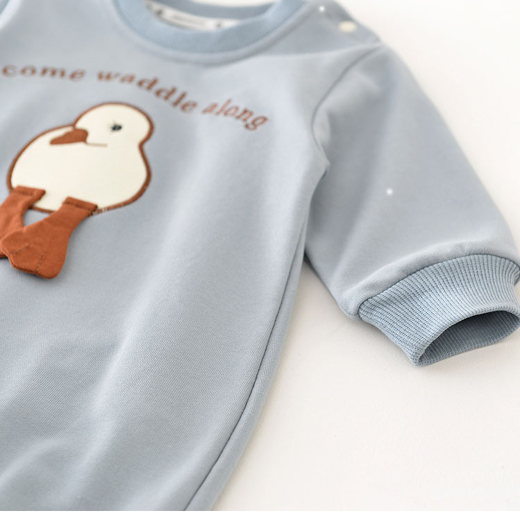 Cartoon Patch Crawling Baby Solid Color Romper-kissminis