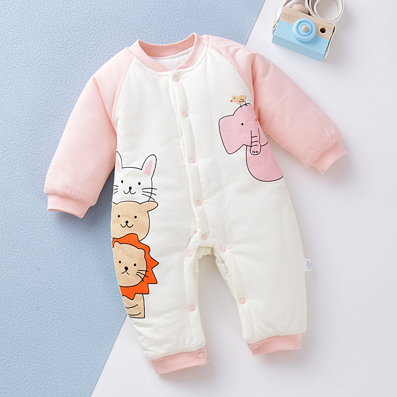 Winter Thicken Baby Boy/Girl Cute Animals Graphic Long Sleeve Romper-kissminis