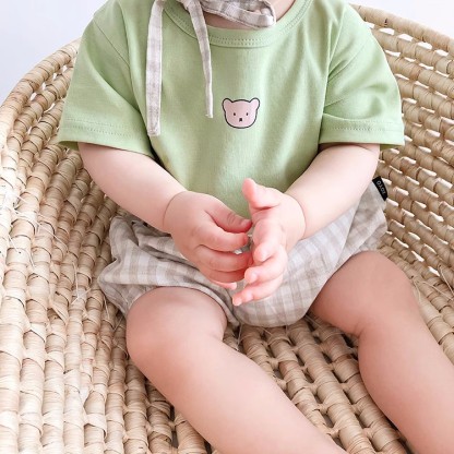 Baby Toddler Boy/Girl Bear Print Short Sleeve T-shirt
