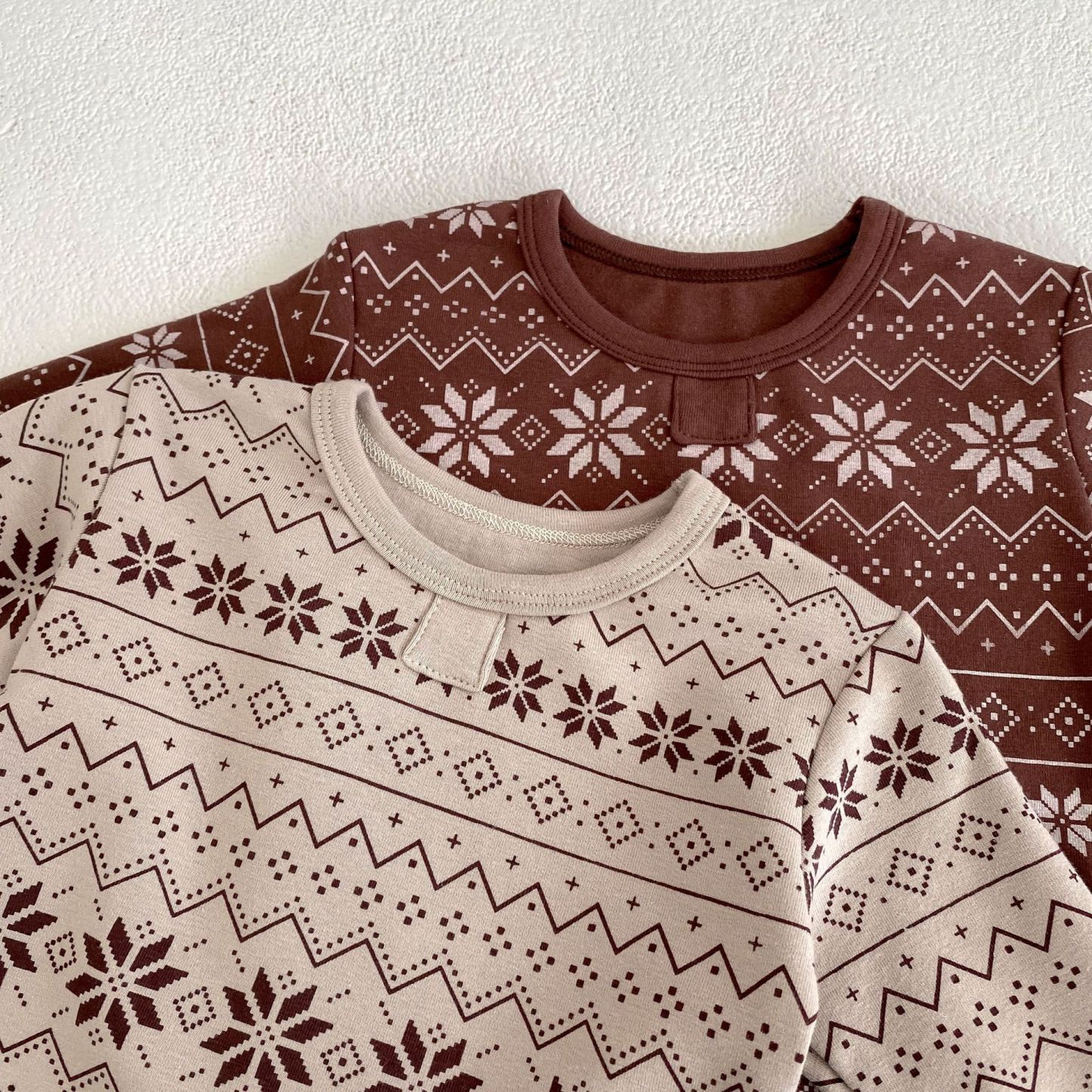 Baby Toddler Boy/Girl Christmas Style Allover Snowflakes Pattern Long Sleeve Sweatshirt and Pants Set-kissminis