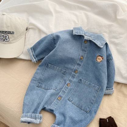 Baby Long Sleeve Denim Romper