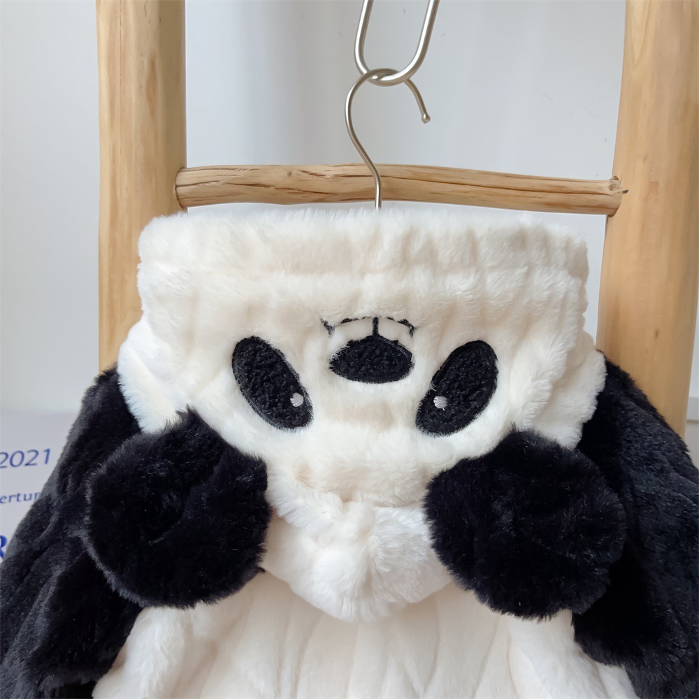 Baby Boy/Girl Cute Panda Design Fluff Long Sleeve Hooded Romper-kissminis