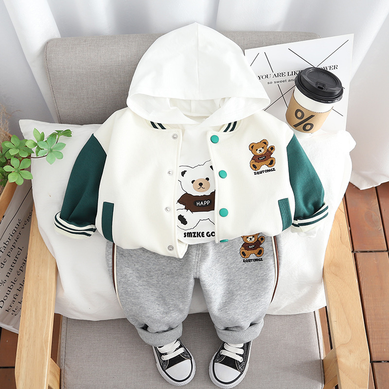 Toddler Boy/Girl Allover Teddy Bear Three-Piece Set-kissminis