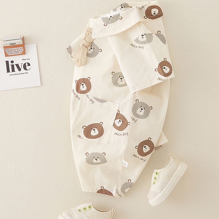 Baby Boy/Girl Bear Cartoon Romper-kissminis
