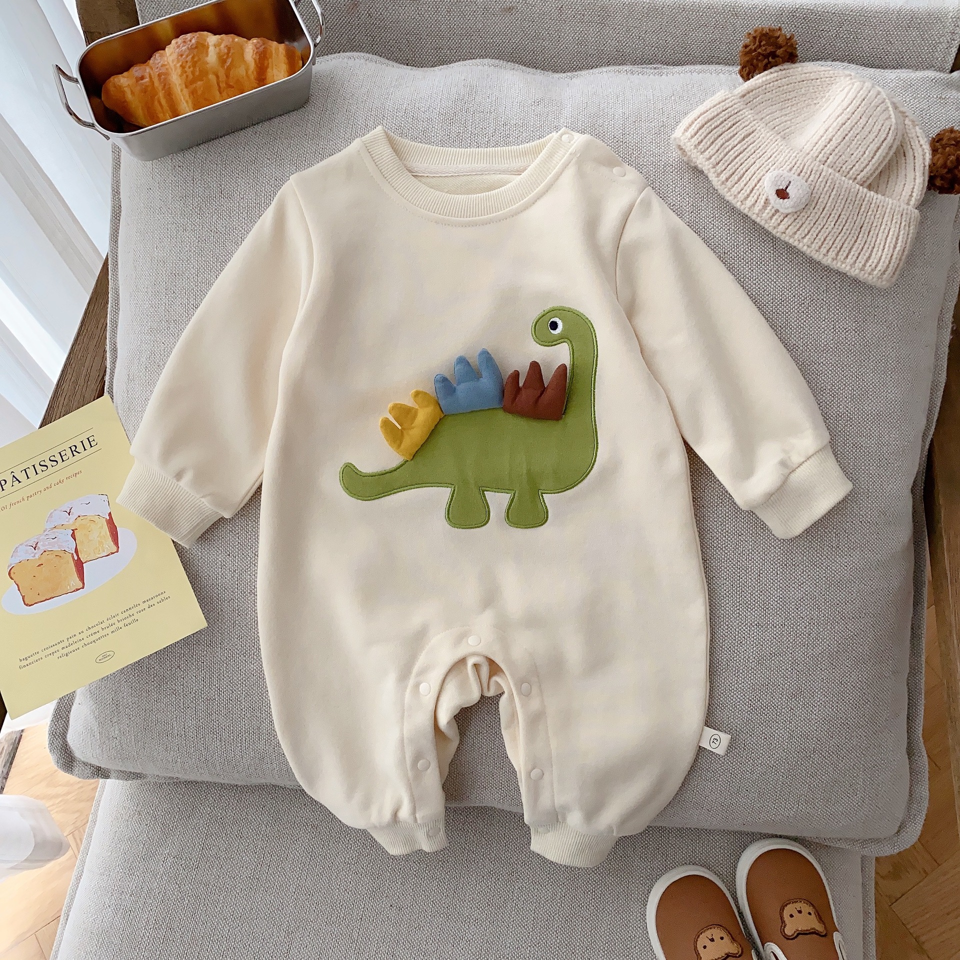 Newborn Baby Boy/Girl Cute Dinosaur Pattern Long Sleeve Romper-kissminis