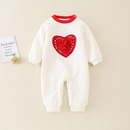 Baby Boy/Girl 3D Heart Logo Long Sleeve Romper-kissminis