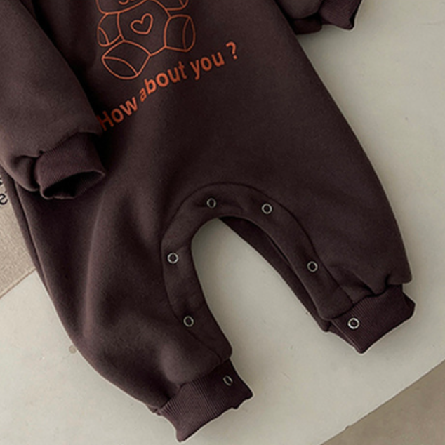 Baby Boy/Girl Bear and Letter Print Long Sleeve Romper