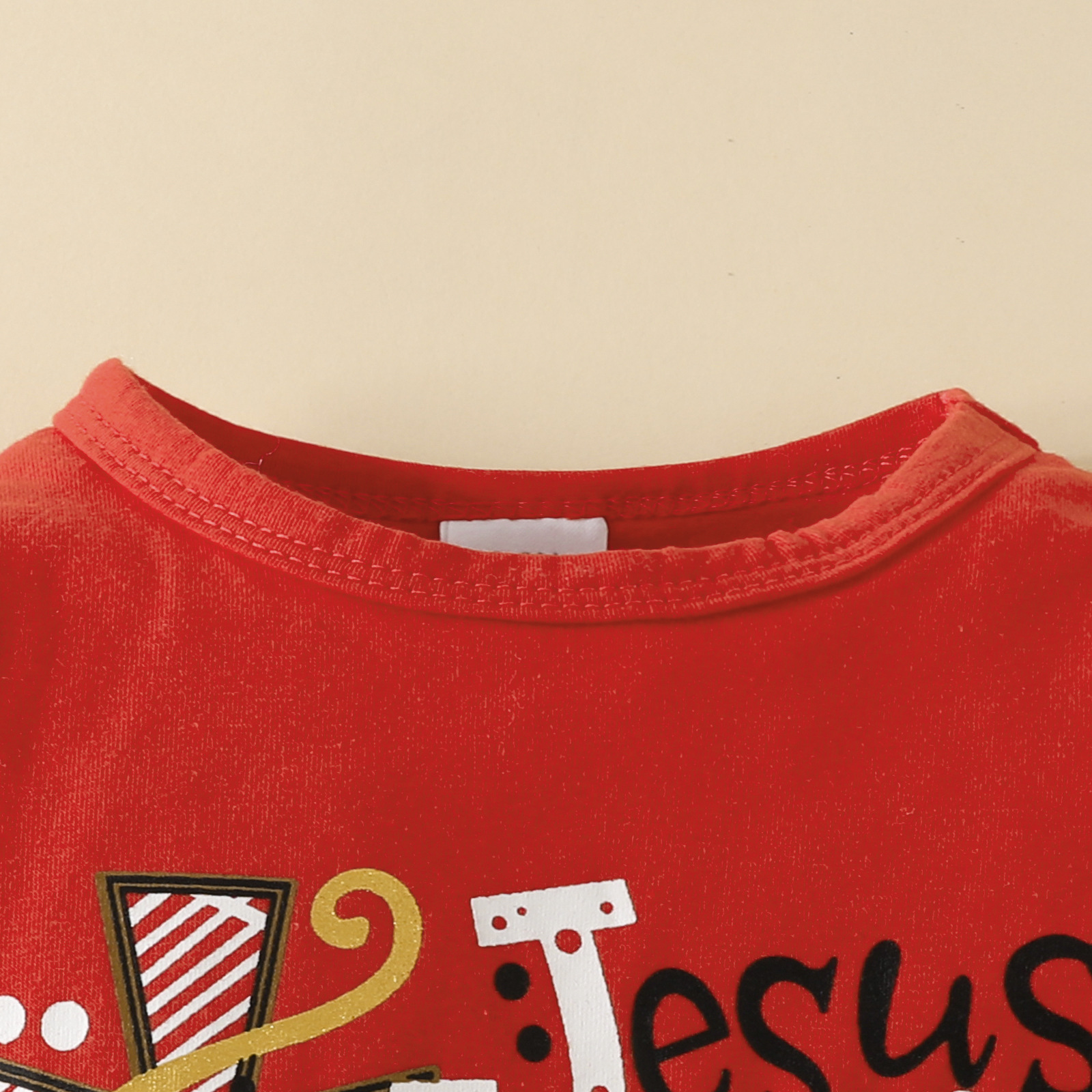 3pcs Newborn Baby Girl Christmas Letter and Cartoon Print Bowknot Long Sleeve Tops with Bell Bottoms and Hairband Set-kissminis