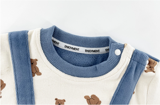 Baby Boy/Girl Allover Cute Bear Pattern Fake Two Pieces Long Sleeve Romper-kissminis