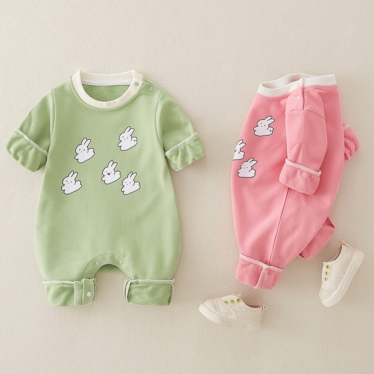 Baby Boy/Girl Smile Rabbit Print Romper-kissminis