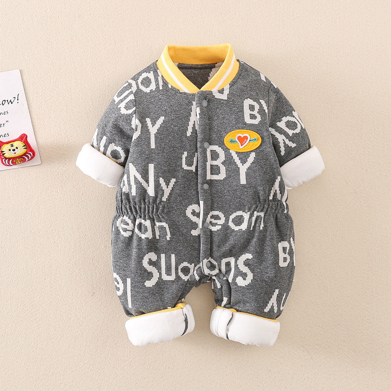 Baby Boy/Girl Letter Print Thin Cotton Long Sleeve Romper-kissminis