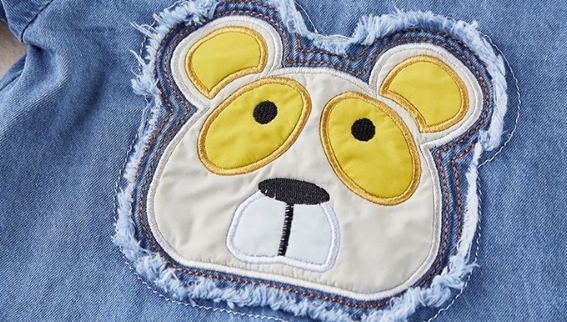 Baby Bear Graphic Denim Polo Collar Romper-kissminis