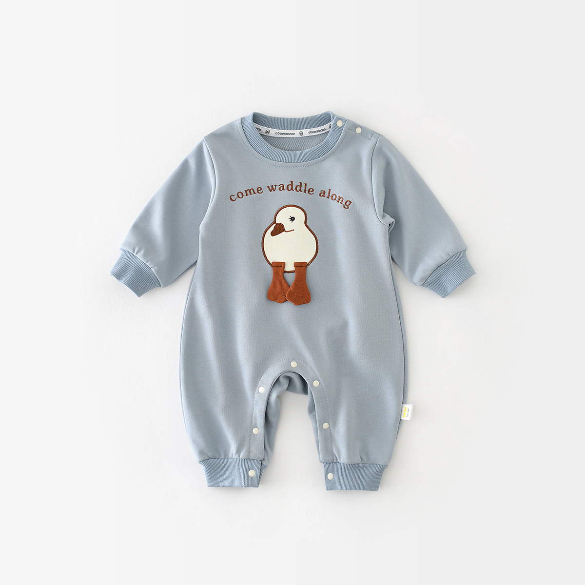 Cartoon Patch Crawling Baby Solid Color Romper-kissminis
