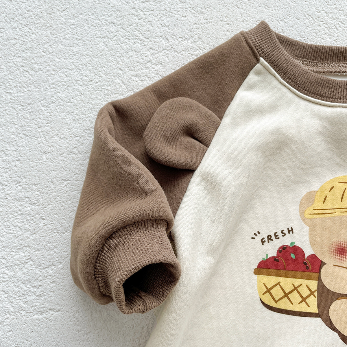 Baby Boy/Girl Cartoon Bear Graphic Long Sleeve Romper-kissminis
