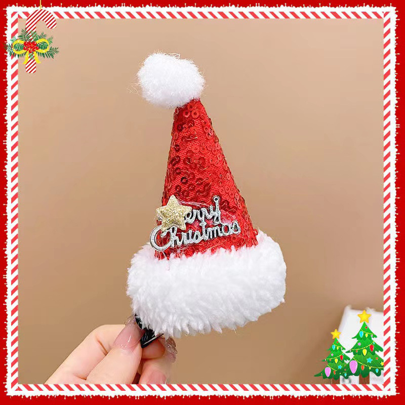 Baby Girl Cute Christmas Style Santa Hat Design Hair Clip-kissminis