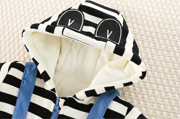 Baby Boy Cute Panda Design Striped Fake Two Pieces Long Sleeve Romper-kissminis