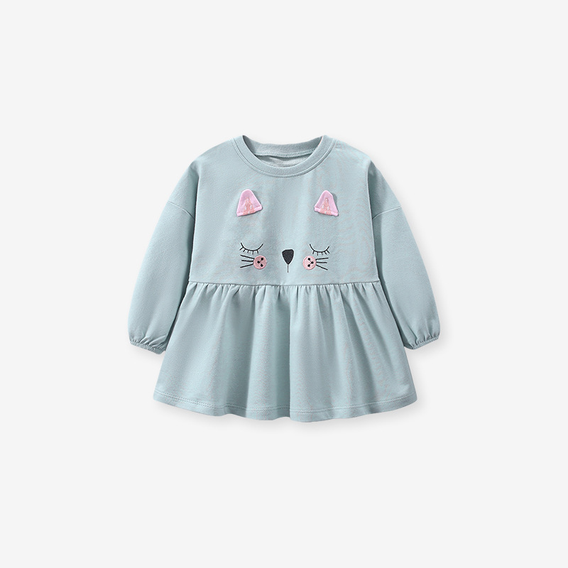 Baby Girl Cartoon Cat Print Long Sleeve Sweatshirt with Pants-kissminis