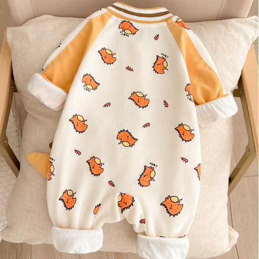 Baby Boy/Girl Allover Cute Dinosaurs Pattern Long Sleeve Romper-kissminis